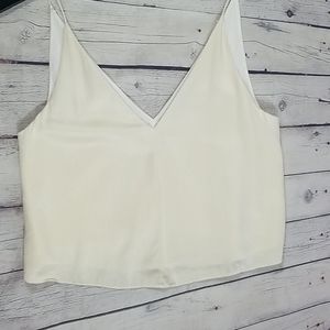 Alexander Wang Cream V-Neck Silk Tank Top